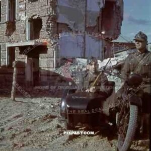 Adolf Holzmann on anti partisan motor bike, Latvia 1943