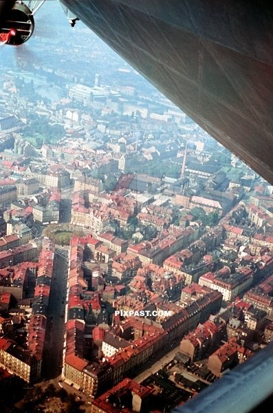 Aerial view of Weissburger Platz Munich. Taken from Luftschiff LZ 130 Graf Zeppelin II Bavaria Germany 1938