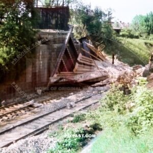 Allied bombing of Austrian Vienna railway train bridge. May 1945.