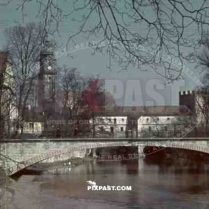Amberg Germany, Vils River, St. Martin Church, Bridge, Hans Stadlbauer, 1940