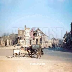 American MP Military Police doing traffic duty beside  the Church of St. Maria Magdalena Geldern September 1944944