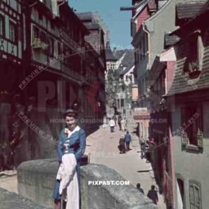 American female tourist in Freiburg, Germany 1939