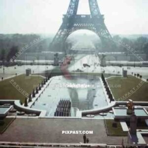 American troops Liberation Paris France 1944. Eiffel Tower and Palais de Chailot.