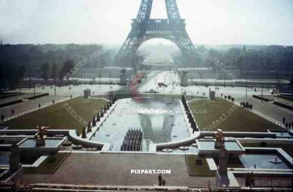 American troops Liberation Paris France 1944. Eiffel Tower and Palais de Chailot.