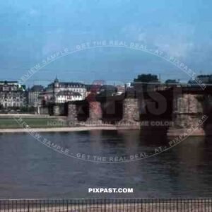 Augustus Bridge over the Elbe river in Dresden, Germany 1940