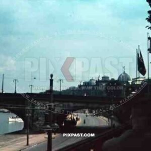 Augustus Bridge over the Elbe river in Dresden, Germany 1940