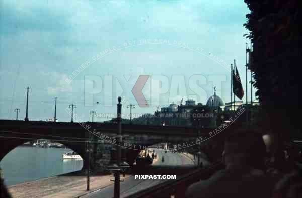 Augustus Bridge over the Elbe river in Dresden, Germany 1940