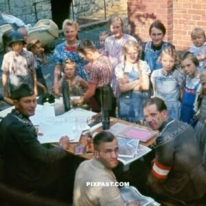 Austrian Luftwaffe recruiting officers doing presentation for school kids. Vienna Wien Austria 1942