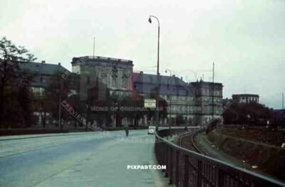 Back of Mannheim castle, Mannheim, Baden Württemberg, 1939, Schloss Mannheim, s-bahn, train track,