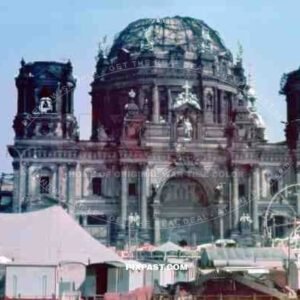 Badly damaged Berlin Dom 1946. Civilian Circus on the Lustgarten