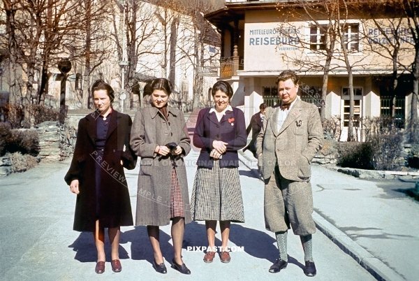 Bavarian German family going on holidays in  Bodensee Lake Constance in medieval town Meersburg 1940
