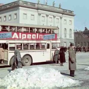 Berlin Bus parked in front of Humboldt University. Tag Der Wehrmacht Berlin Germany 1940. Neue Wache. Zeughaus.