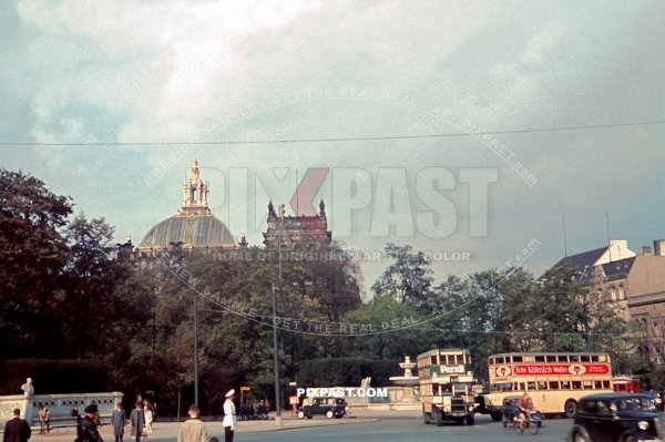 Berlin Reichstag Capital building. Tiergarten. Juno Bus and taxi June 1939