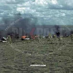 Blown up German fighter plane crashed into the ground. Krim Ukraine 1942