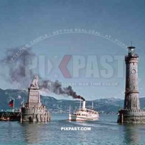 Boat entering the harbour of Lindau, Germany ~1940