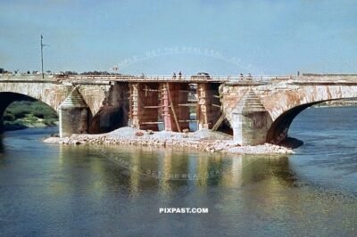 Bombed French city bridge Pont George V Pont Royal in Orelans France 20. June 1940