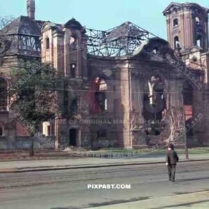 Bombed Johanniskirche Church. Johannisplatz Leipzig Germany 1946.