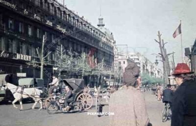 Boulevard des Palais Garnier and Gaumont Opéra in Paris, France 1944