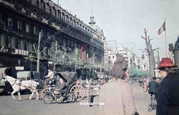 Boulevard des Palais Garnier and Gaumont Opéra in Paris, France 1944
