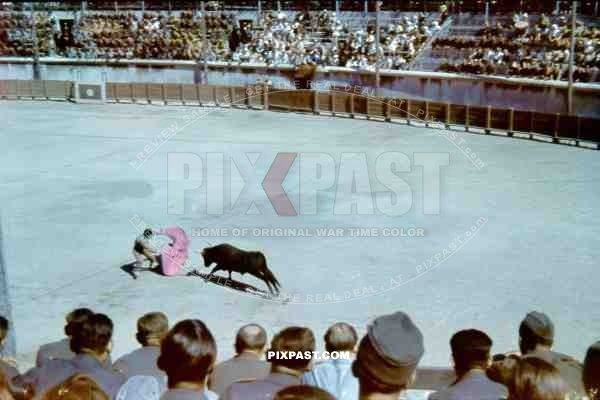 Bullfighting in Arena of Nimes. South of France 1943.