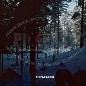 Bunker building in Russian snow winter forest; Russia 1942, 207th Infantry Division Wehrmacht