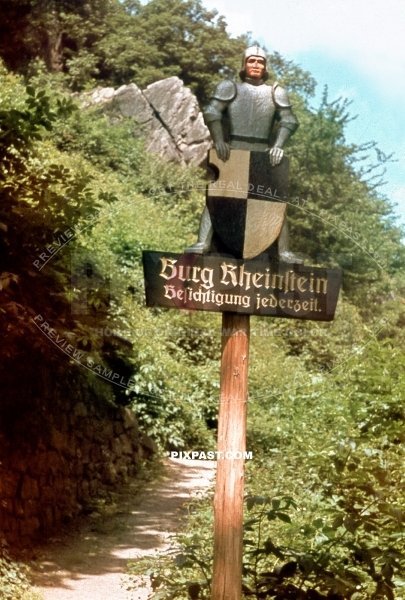 Burg Rheinstein. Rheinstein Castle. Burg Voitsberg.  Vaitzburg. near Bingen West Germany June 1939