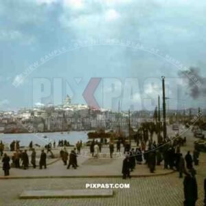 Busy Fishing Commerce Harbour to Istanbul Turkey 1937.