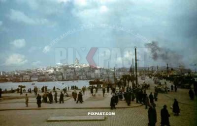 Busy Fishing Commerce Harbour to Istanbul Turkey 1937.