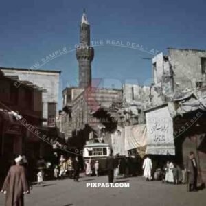 Busy street in Cairo, Egypt 1939