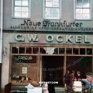 C. W. Ockel Friseur Fr. Bauster. Rostock Germany 1936. Neue Frankfurter. Allgemeine Versicherungs.