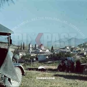 Captured British English Bedford trucks lorries Wehrmacht Greece 1942 red-cross ambulance BMW motorbike