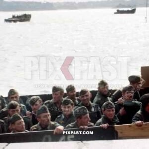 Captured German Coastal Artillery soldiers POWs being sent back to England after the D-Day Invasion.