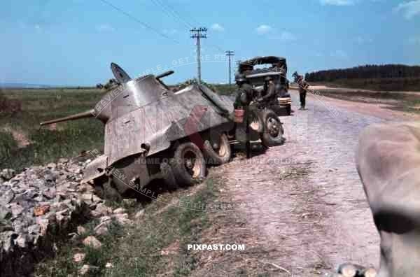 Captured Russian BA-11 soviet armoured car, Ukraine 1941, 94. Infantry Division, Swords, Meissen, Signal corp,