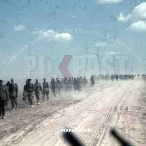 Captured Russian POW soldiers marching west.10th Motorised infantry division repair werkstatt Bryansk 1941