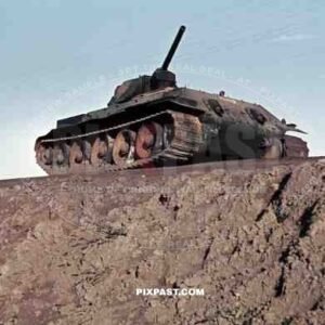 Captured Russian T34 Panzer Tank, near Beresina 1941. 3rd Panzer Division,