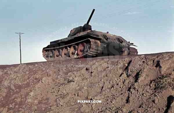 Captured Russian T34 Panzer Tank, near Beresina 1941. 3rd Panzer Division,