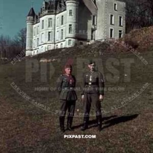 Chateau de la Mercery, Magnac-Lavalette-Villars France 1940. German soldiers with iron cross medal