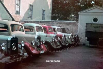 Civilian Mercedes Diesel trucks being used by the local RAD in Vienna Austria 1939
