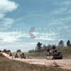 Column of Czech Panzer Tank 38T, Number 531, 19th Panzer Division, Minsk, Russia, Summer 1941. Blitzkrieg,