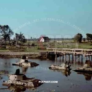 Complete Russian T34 Tank Unit sunk in River. Dubno Ukraine. Battle of Brodny 1941. German 9. Infantry Division
