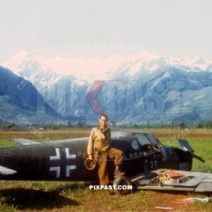 Corporal Wood 101st Cavalry captured Luftwaffe trainer plane Bucker Bu181 Bestmann. crashed Zell Am See Austria 1945
