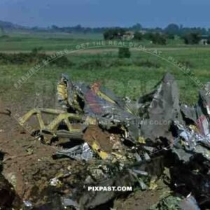 Crashed American USAF aircraft after day light attack near Paris, 1943. Total destruction. Palaiseau