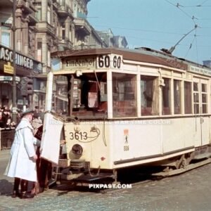 Crashed tram Strassenbahn No. 60 Lindenhof. Bulowstrasse × Potsdamer Strasse Schoneberg Berlin Germany 1940