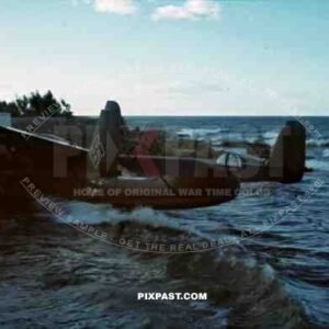 Damaged German Luftwaffe Seaplane Dornier Do 24, Tripoli harbour in Libya, 1942.