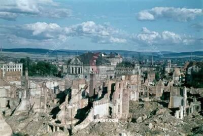 Destroyed / Bombed Royal Prussian Hoftheater and Friedrichsplatze. Kassel Cassel Germany June 1944