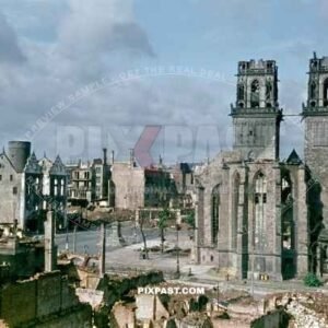 Destroyed / Bombed ruins of Kassel in Hessen Germany June 1944. Church St Martin, Martinskirche