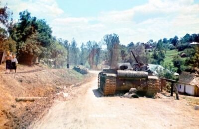 Destroyed Russian Soviet Heavy Tank KV-1. Stalingrad area Russia 1942. Inspected by 297 Infantry Division