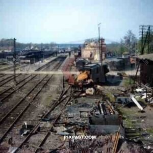 Destroyed Train Station Haguenau France. Operation Nordwind 1945, Hitlers Last West Offensive.