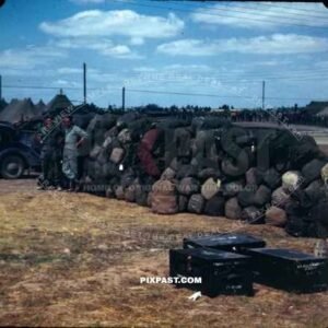 Dijon France VE Day (Victory in Europe) May 8th 1945, American Army Camp captured german car