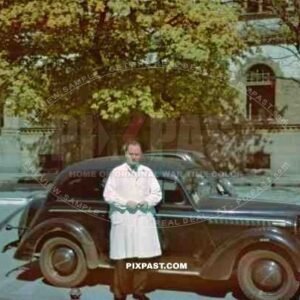 Doctor with Opel Olympia 1937.  Bezirkshauptmannschaft Fur Den XX Bezirk Hospital. Brigittaplatz 10. Vienna Austria 1941